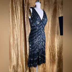 THEIA Black Sequin Dress SIZE 10 nwt